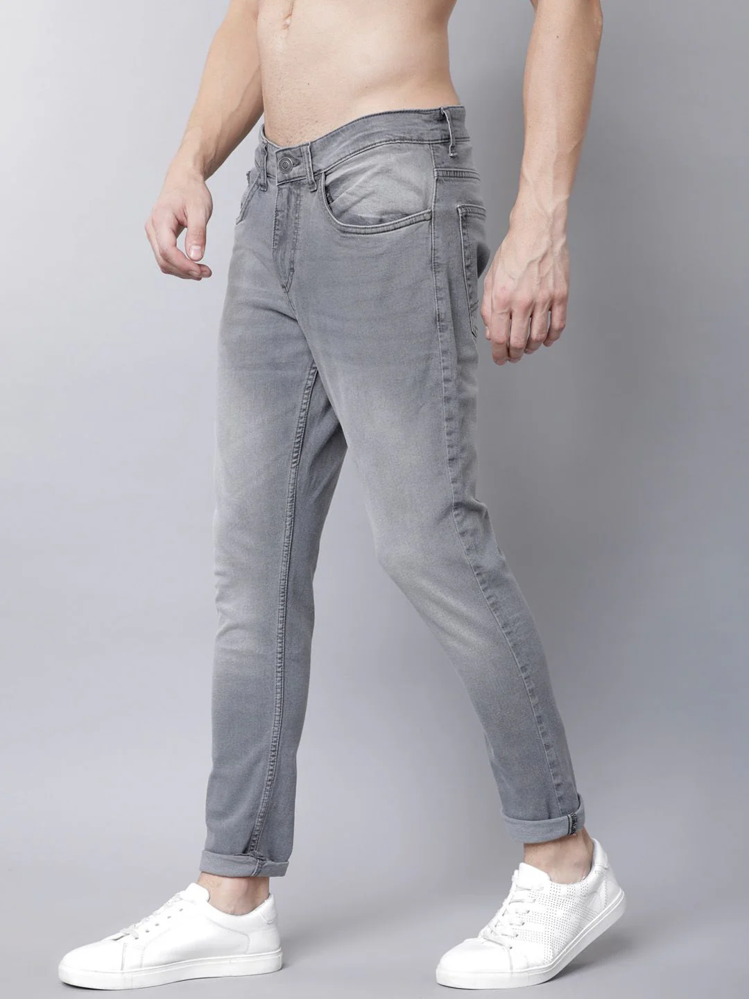 HIGHLANDER Men Grey Tapered Fit Mid-Rise Clean Look Stretchable Jeans - Image 3