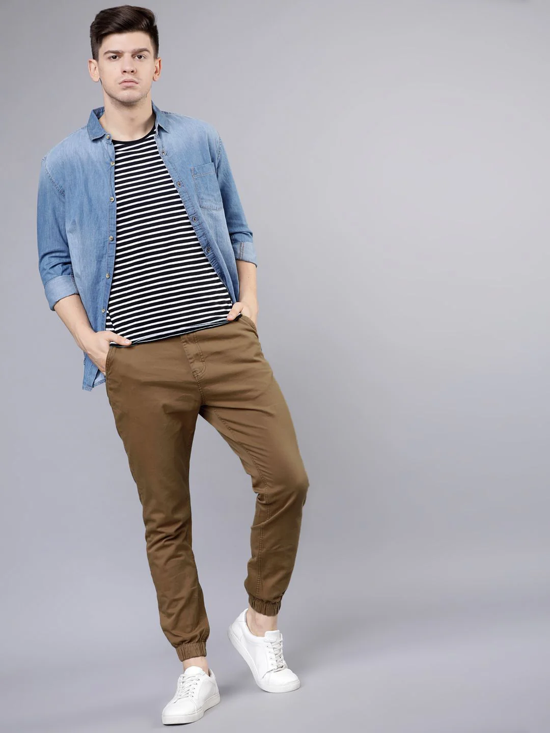 HIGHLANDER Men Khaki Slim Fit Joggers - Image 5