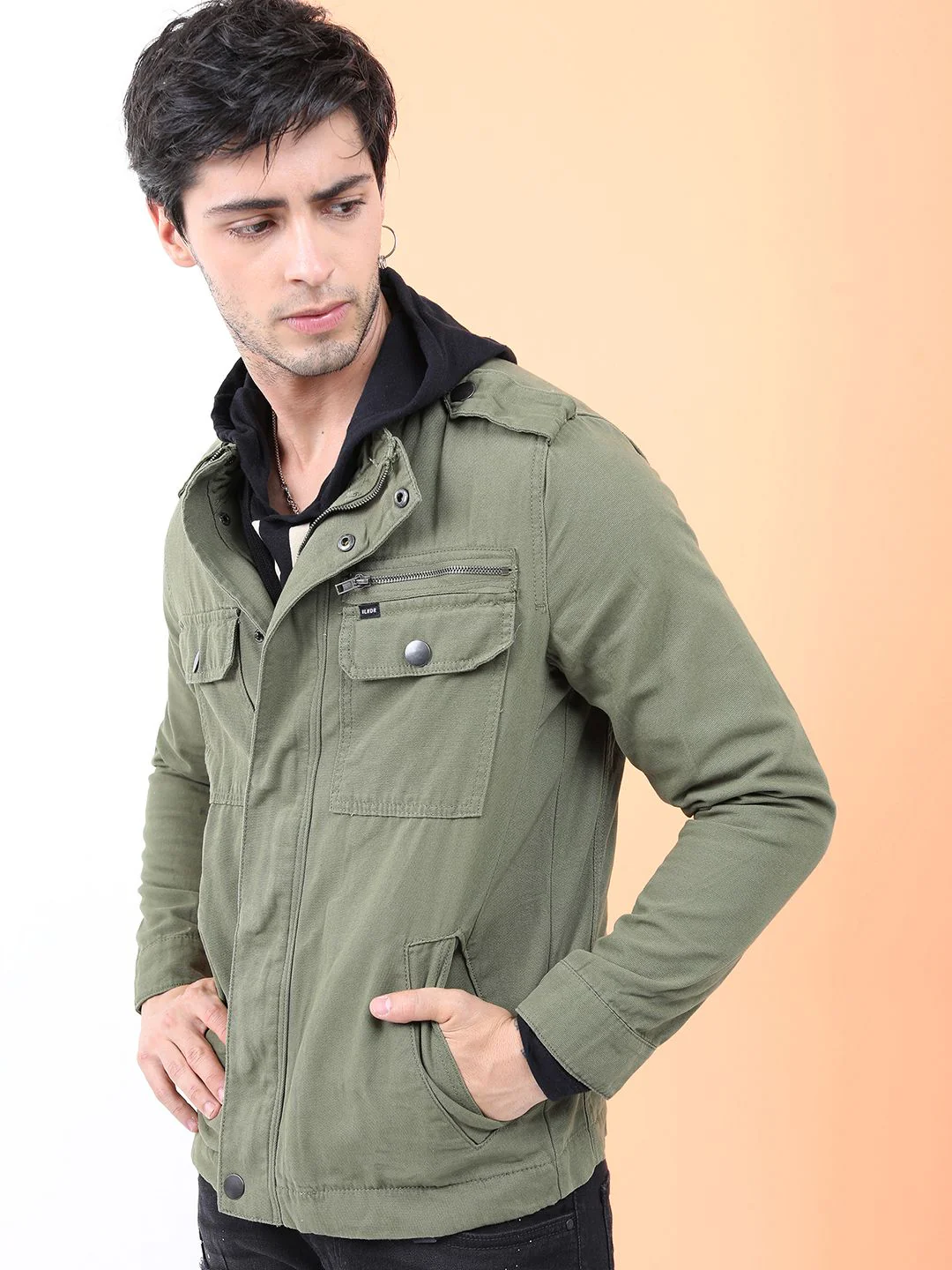 HIGHLANDER Men Olive Green Capulet Denim Jacket - Image 5
