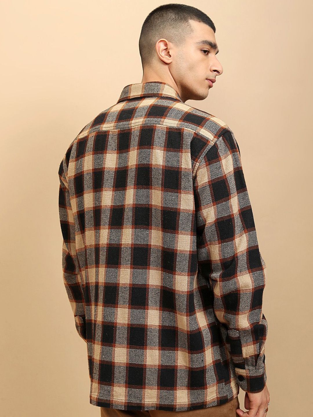 Highlander Men Oversized Textured Dobby Oversized Overshirt - Image 4