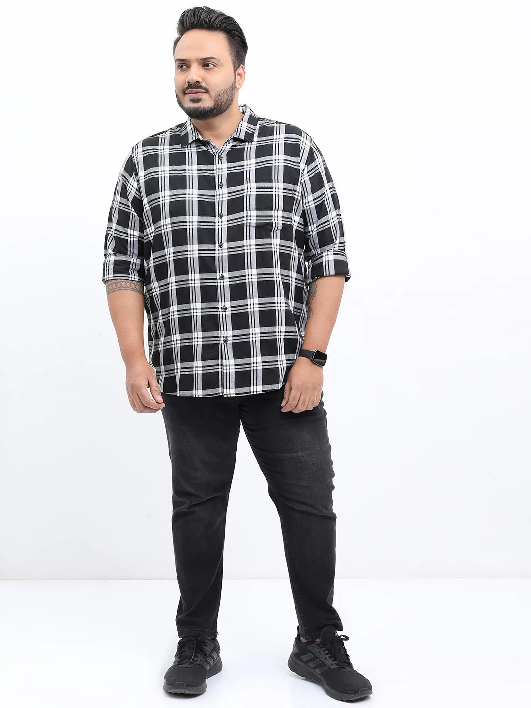 HIGHLANDER Men Plus Size Tartan Checks Casual Shirt - Image 4