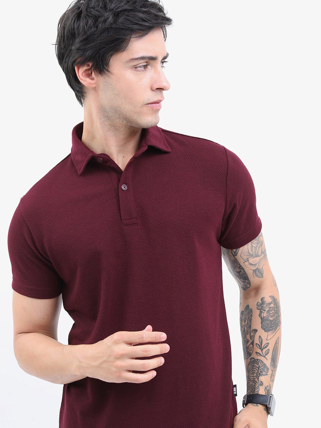 HIGHLANDER Men Popcorn Structured Regular Fit T-shirt - Image 6