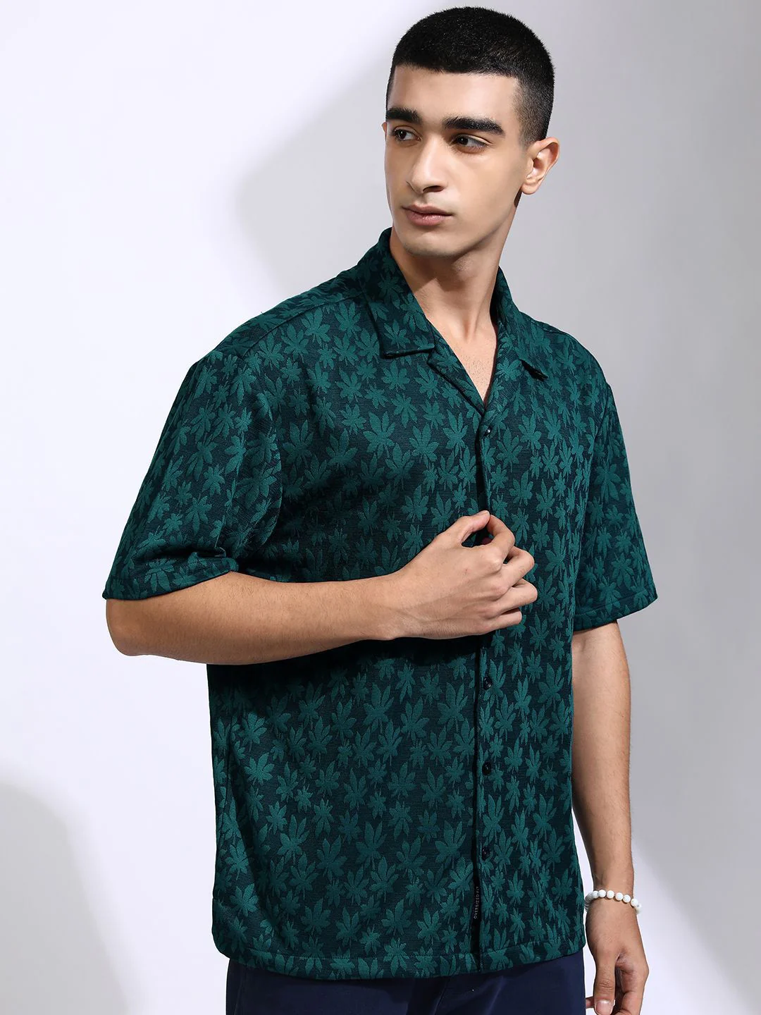 HIGHLANDER Men Printed Resort Collar Oversised Shirt - Image 3