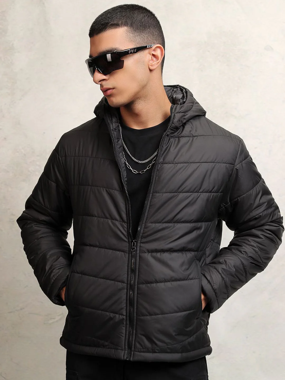 HIGHLANDER Men Quilted Puffer Jacket With Hood
