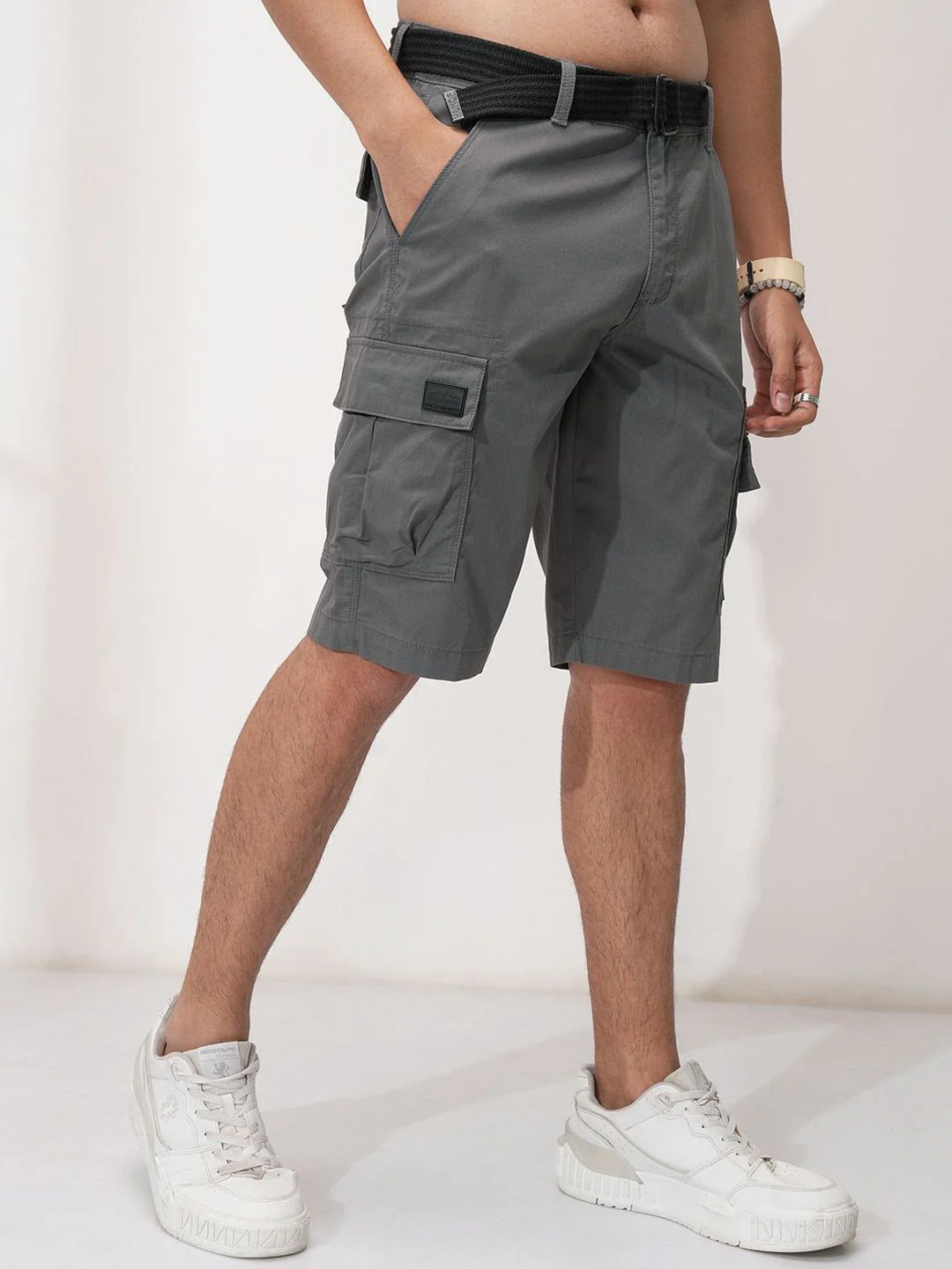 Highlander Men Regular Fit Mid-Rise Cotton Cargo Shorts - Image 2