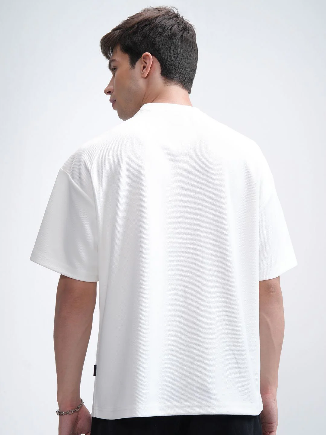 HIGHLANDER Men Round Neck Half Sleeve Oversized Embellished T- Shirt - Image 5