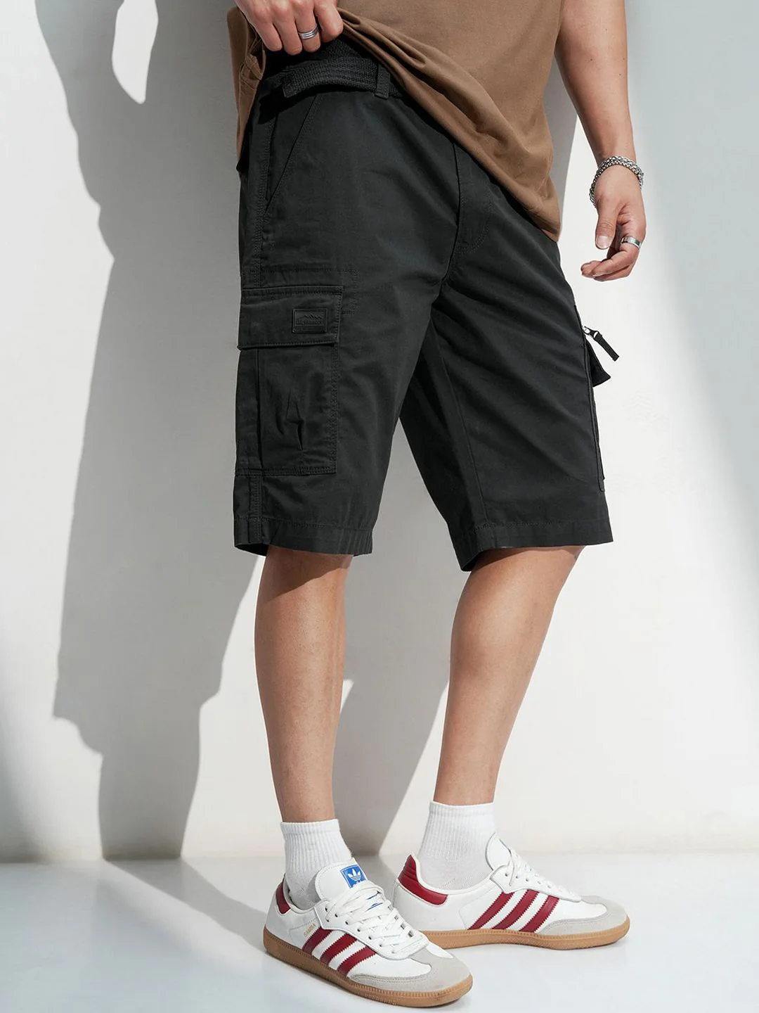 Highlander Men Solid Regular Fit Cargo Shorts - Image 2