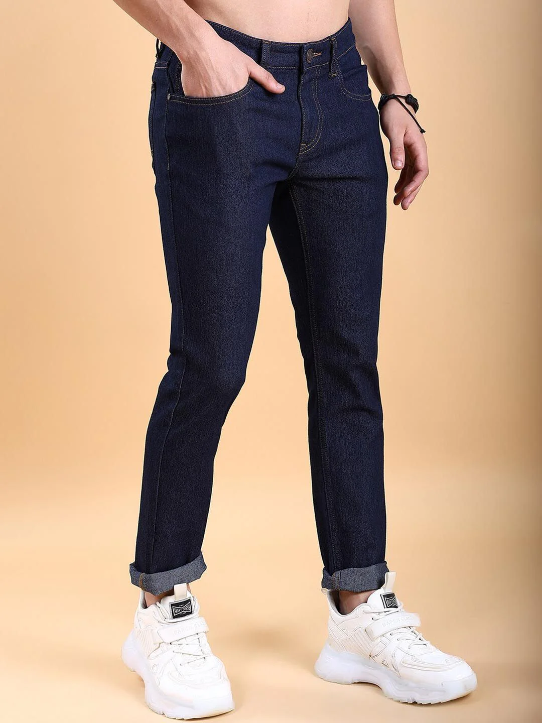 HIGHLANDER Men Slim Straight Fit Mid-Rise Clean Look Stretchable Jeans - Image 2