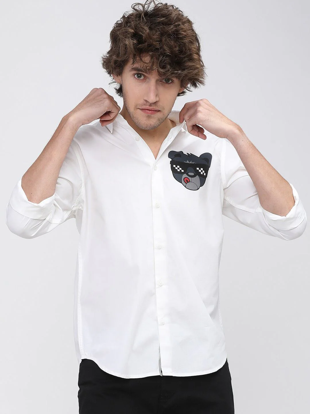 HIGHLANDER Men White Slim Fit Casual Shirt - Image 2