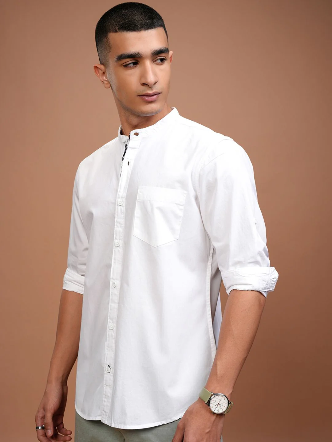 HIGHLANDER Men White Slim Fit Casual Shirt - Image 4