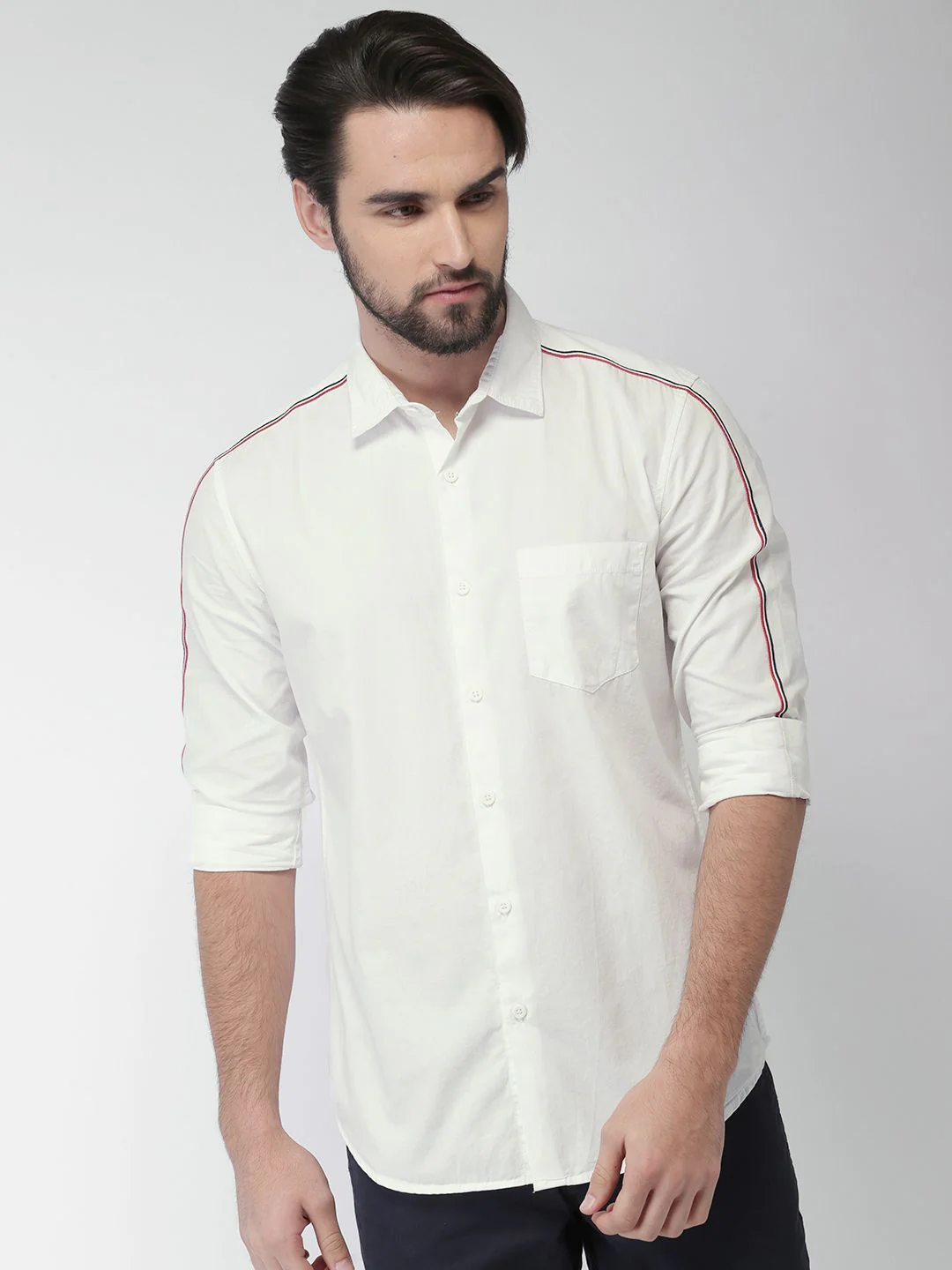 HIGHLANDER Men White Slim Fit Casual Shirt - Image 3