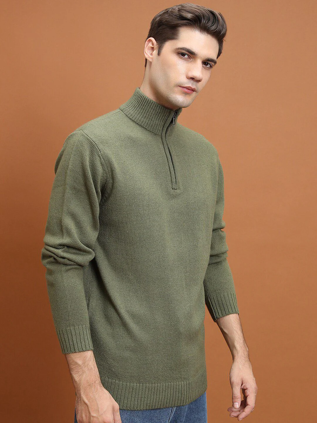 HIGHLANDER Mock Collar Acrylic Pullover - Image 3