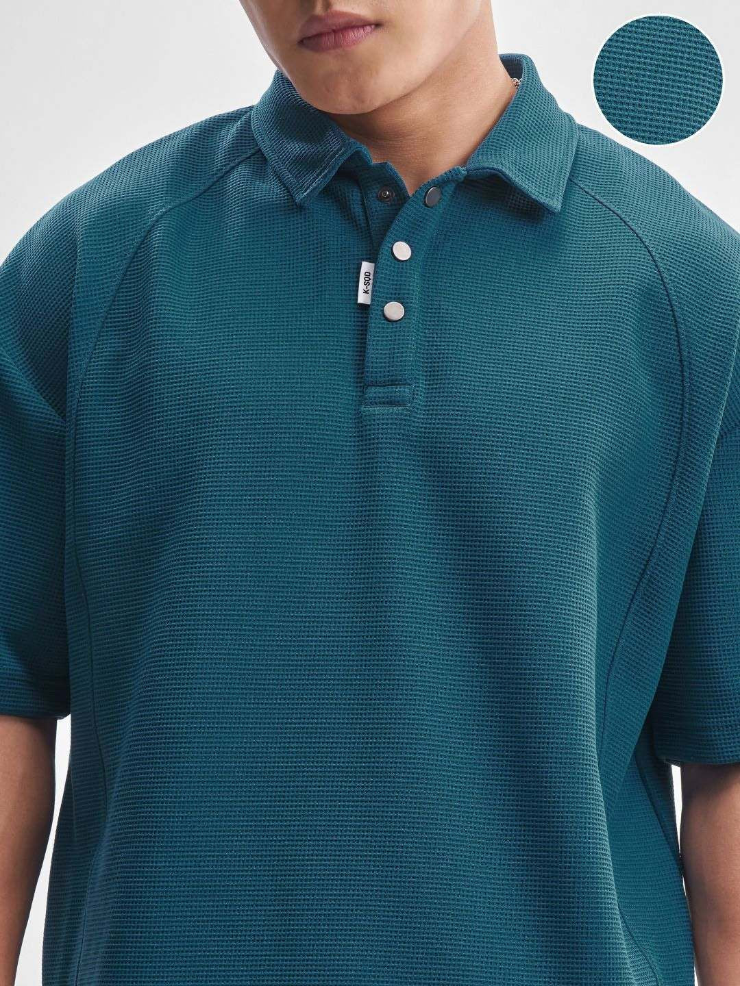 HIGHLANDER Polo Collar Drop-Shoulder Sleeves Oversized Casual T-Shirt - Image 2