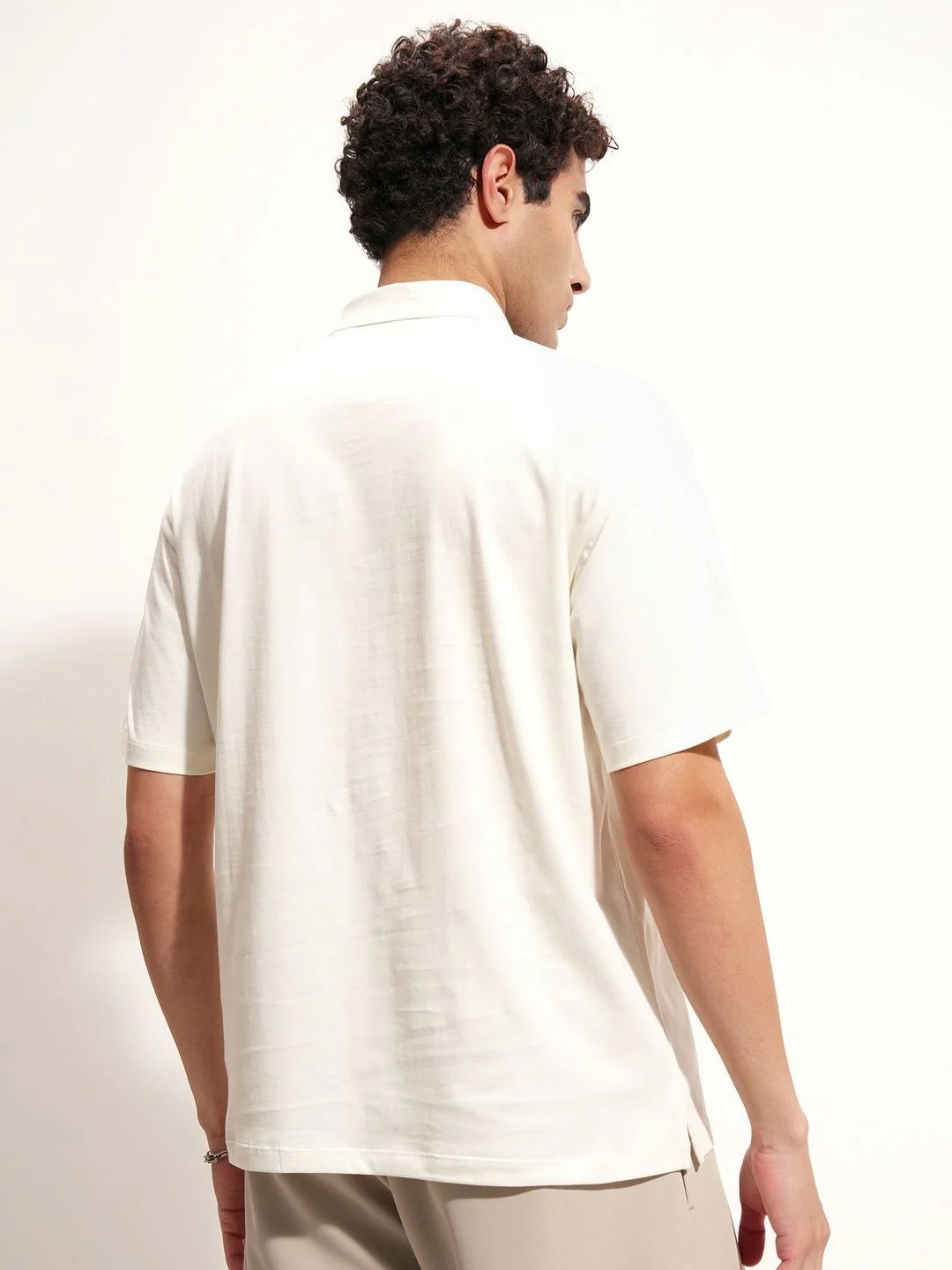 HIGHLANDER Polo Collar Drop-Shoulder Sleeves Relaxed Fit Cotton T-shirt - Image 4