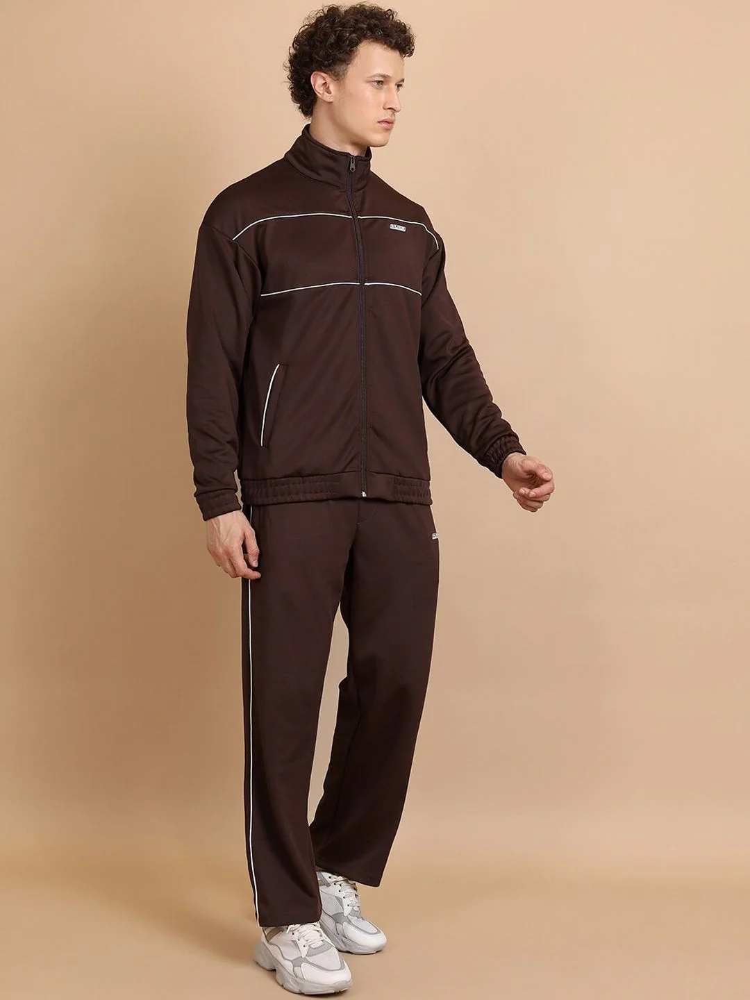 HIGHLANDER Relaxed Fit Drop Shoulder Full Zip Highneck Sweatshirt With Track Pant Co-Ords - Image 4
