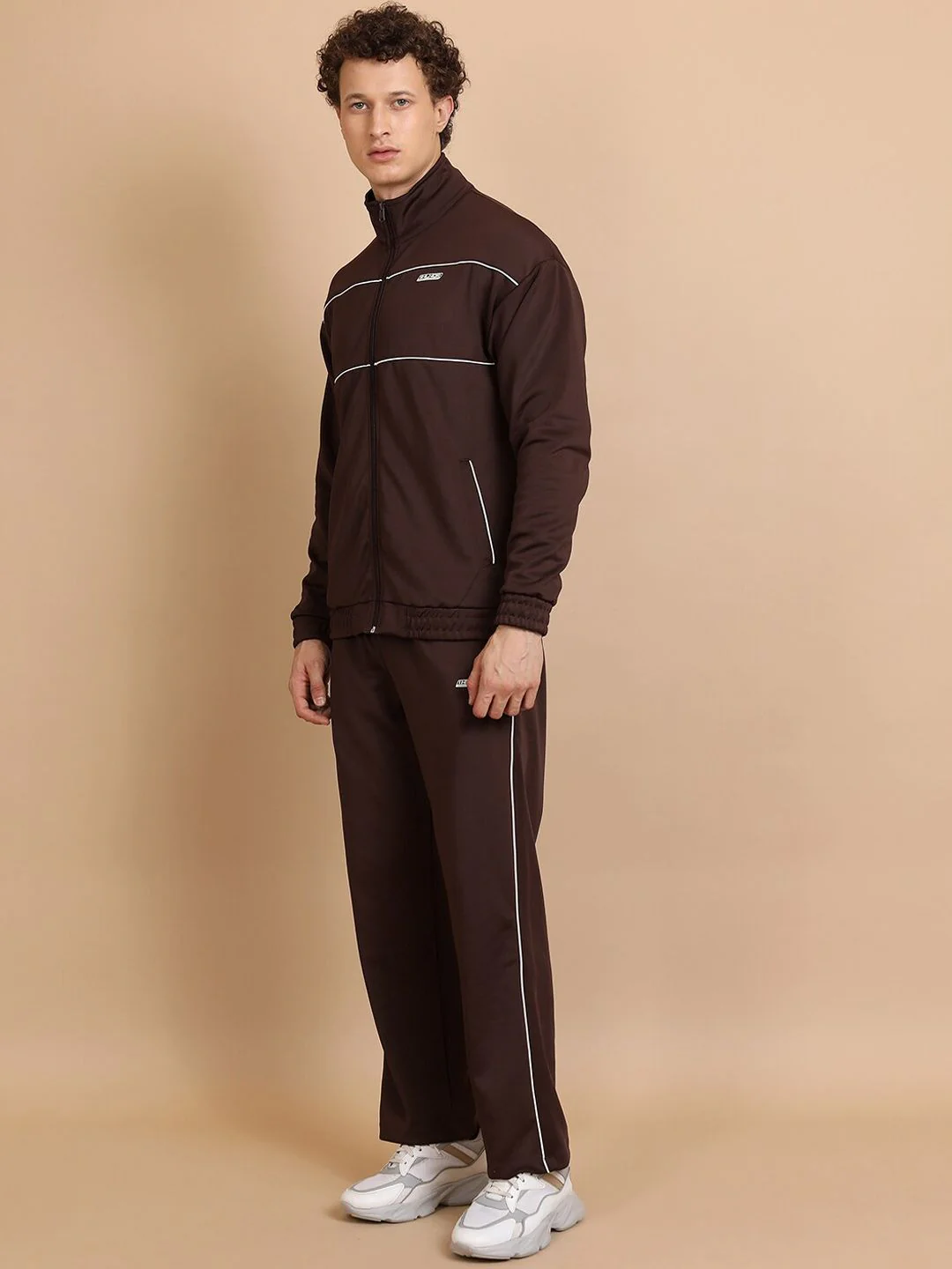 HIGHLANDER Relaxed Fit Drop Shoulder Full Zip Highneck Sweatshirt With Track Pant Co-Ords - Image 5