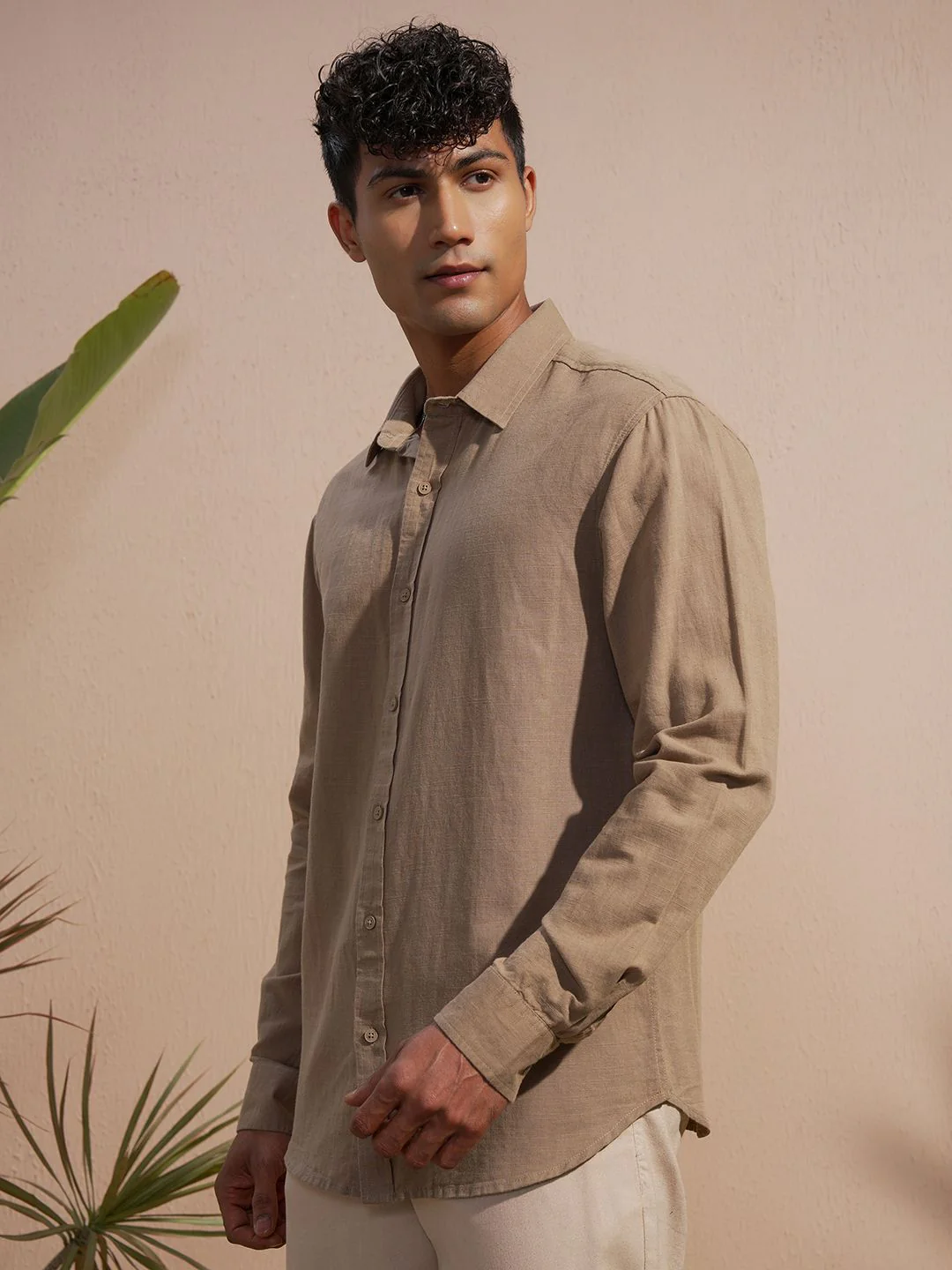 HIGHLANDER Spread Collar Long Sleeves Cotton Linen Relaxed Fit Shirt - Image 3