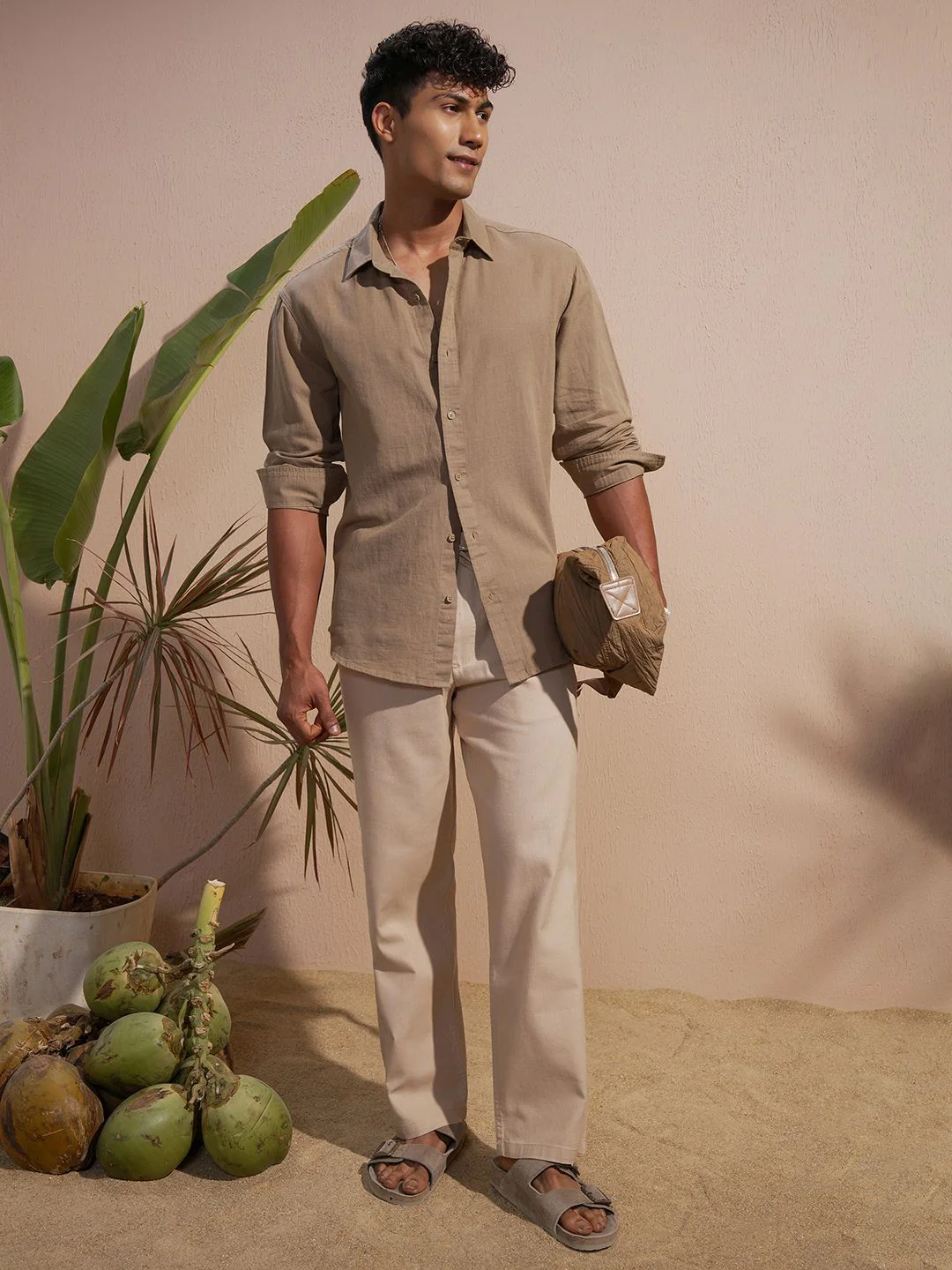 HIGHLANDER Spread Collar Long Sleeves Cotton Linen Relaxed Fit Shirt - Image 4
