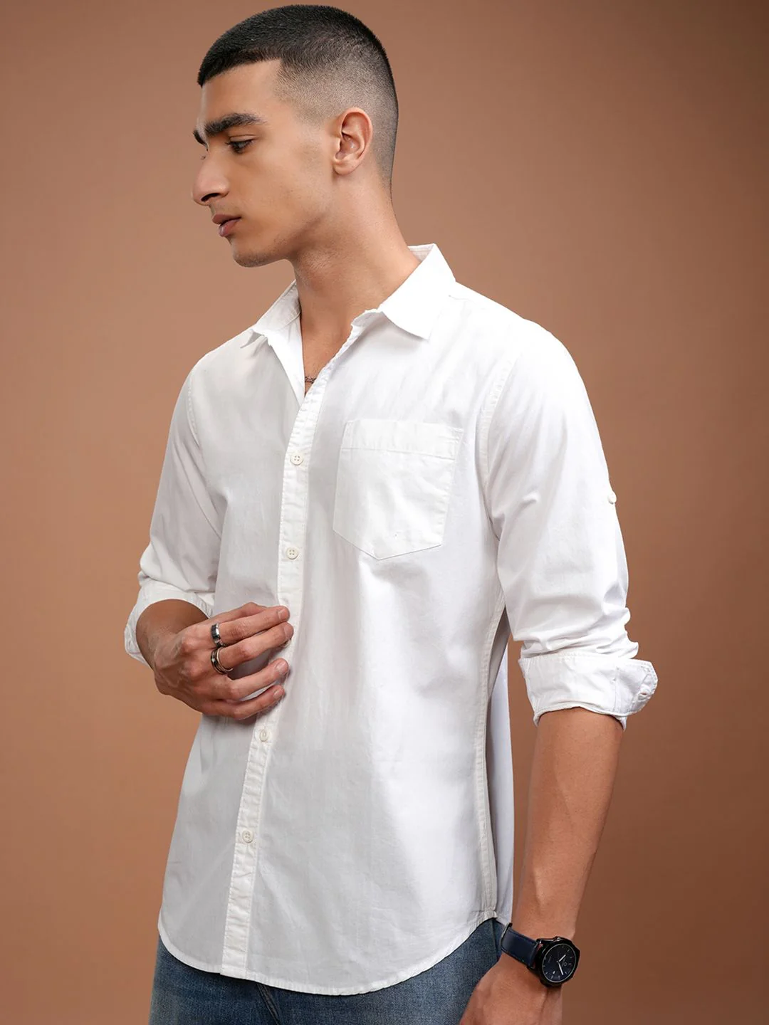 Highlander White Slim Fit Casual Shirt - Image 4