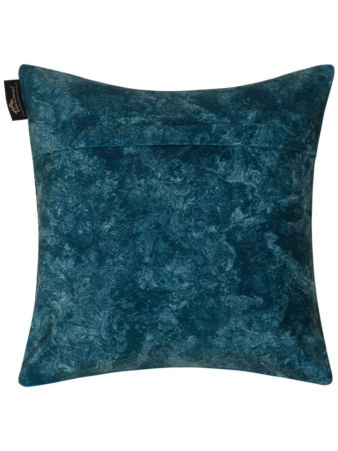 HOSTA HOMES Blue & Gold-Toned 2 Pieces Floral Velvet Square Cushion Covers - Image 8