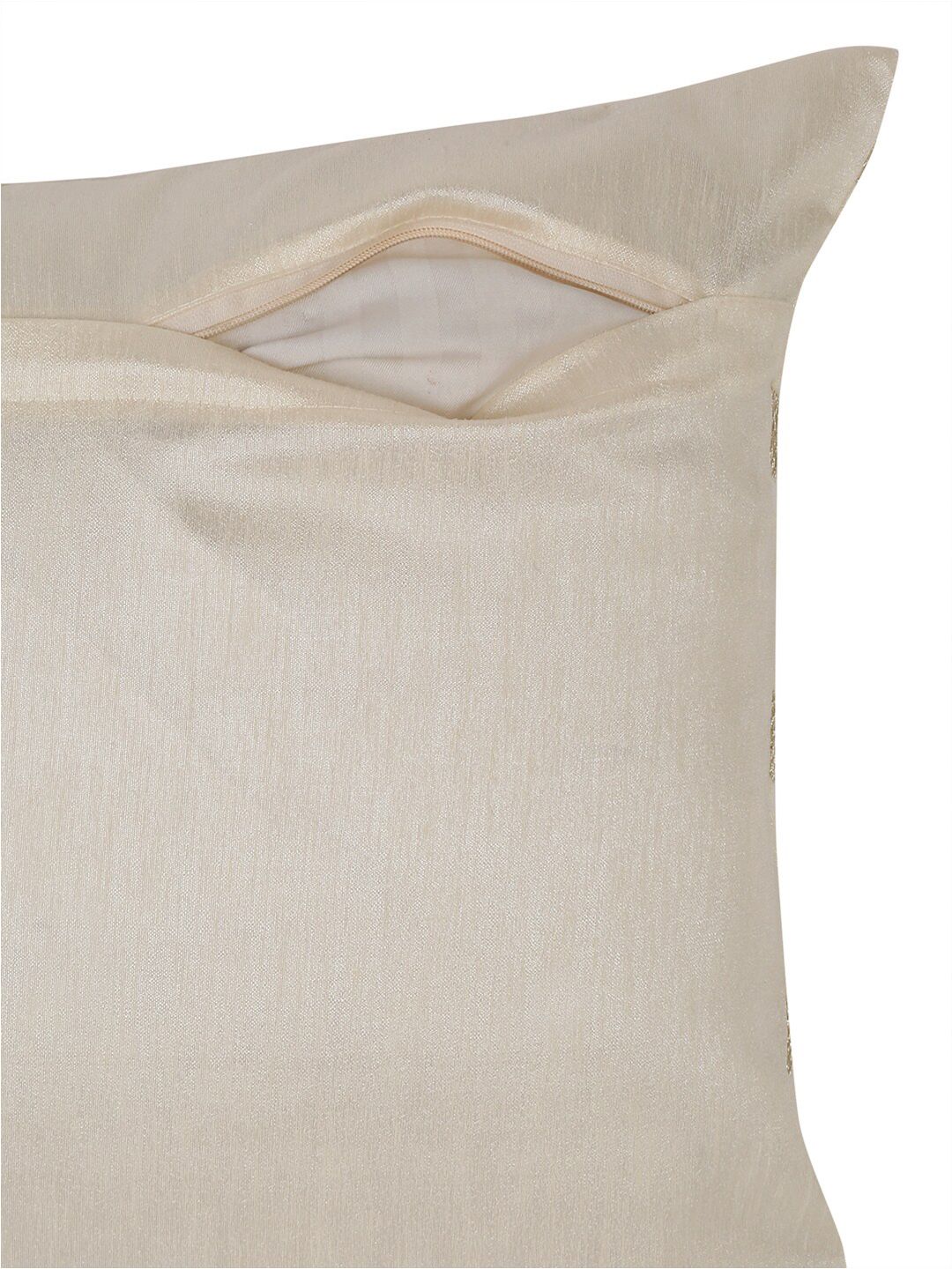 HOSTA HOMES Cream-Coloured & Gold-Toned Set of 2 Geometric Square Cushion Covers - Image 4