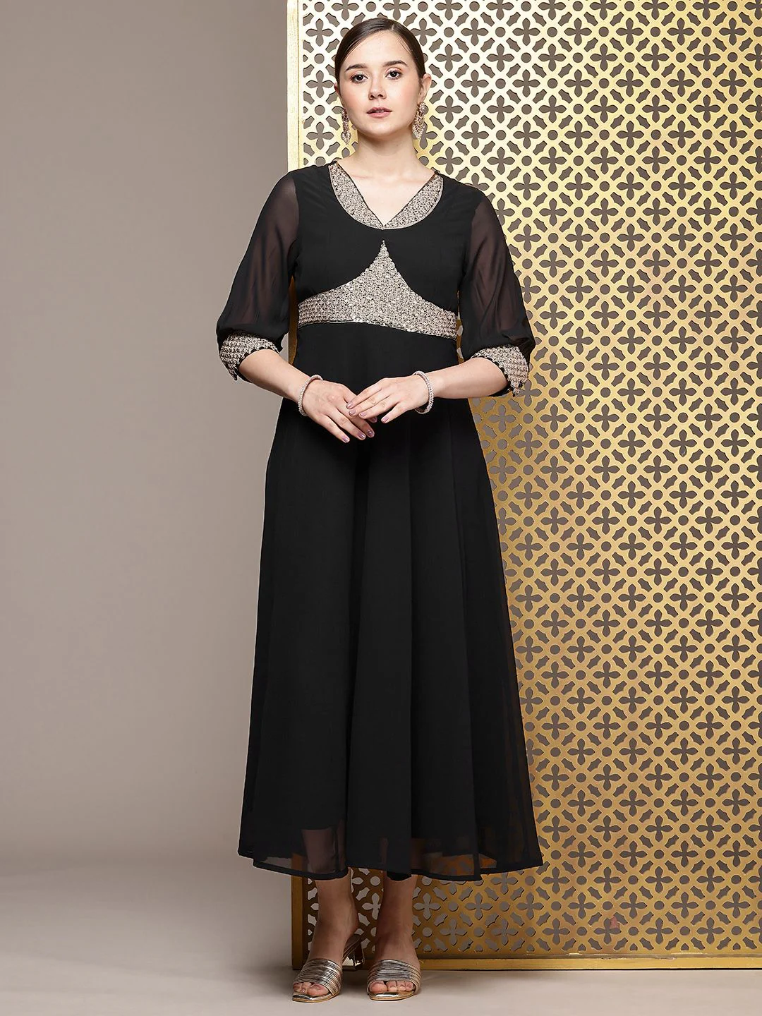 House of Pataudi Embellished A-Line Jashn Midi Party Dress - Image 3