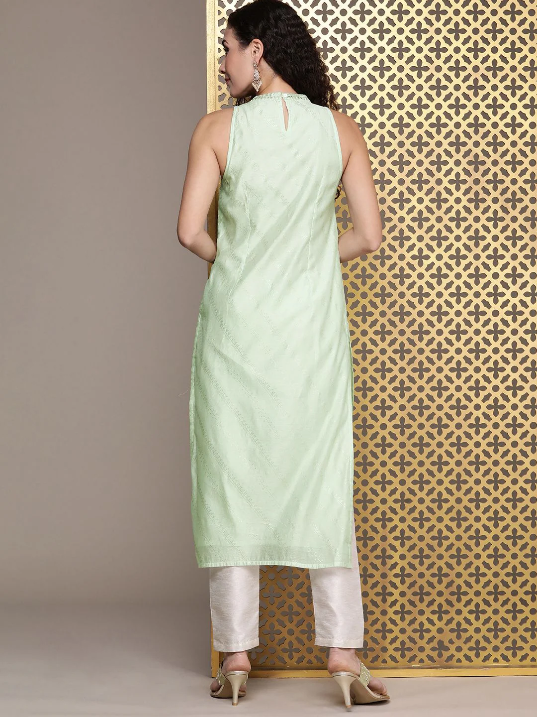 House of Pataudi Ethnic Motifs Printed Sequinned Jashn Kurta - Image 6