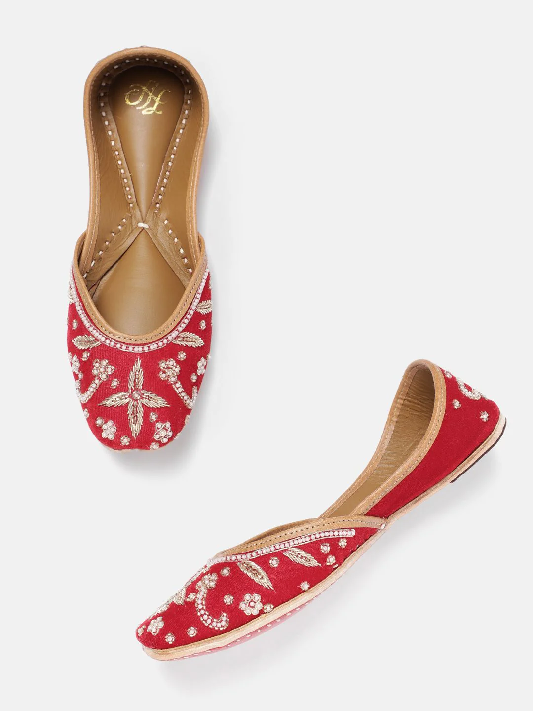 House of Pataudi Floral Embellished Mojaris - Image 2