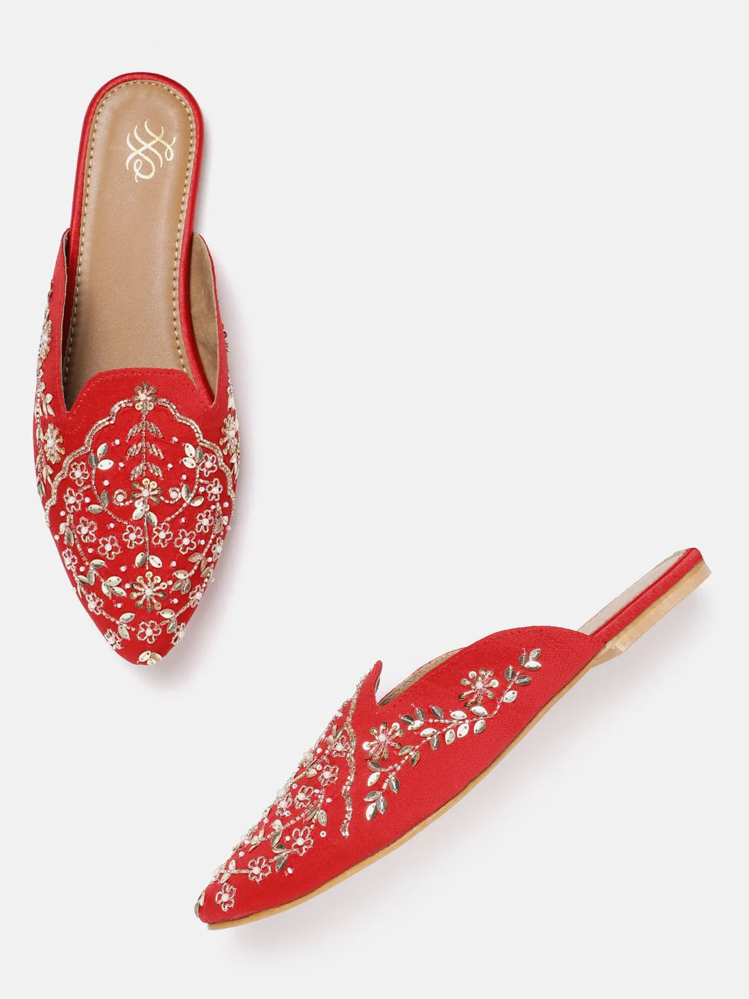 House of Pataudi Floral Embellished Mules - Image 2