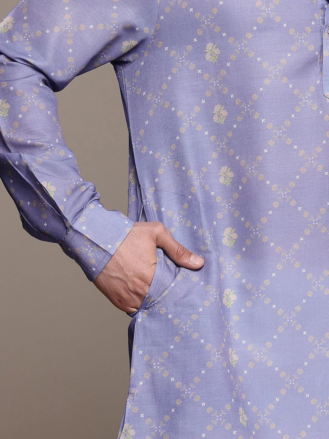 House of Pataudi Floral Printed Pathani Jashn Kurta - Image 7