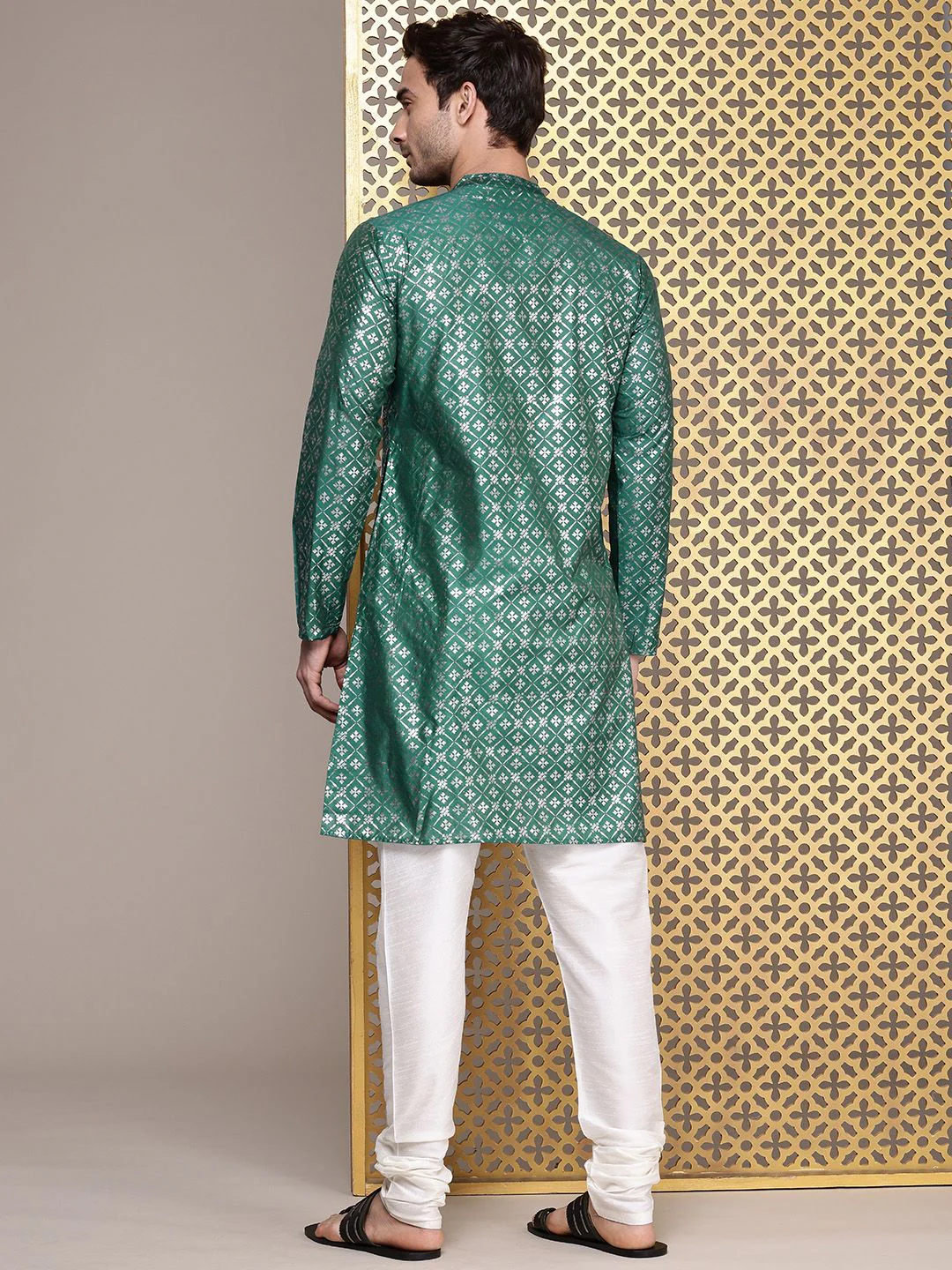 House of Pataudi Geometric Printed Jashn Kurta - Image 4