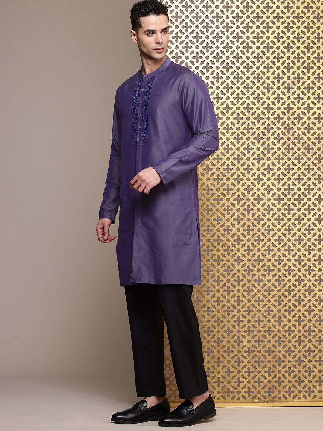 House of Pataudi Jashn Ethnic Motifs Yoke Design Thread Work Indie Florals Kurta - Image 5