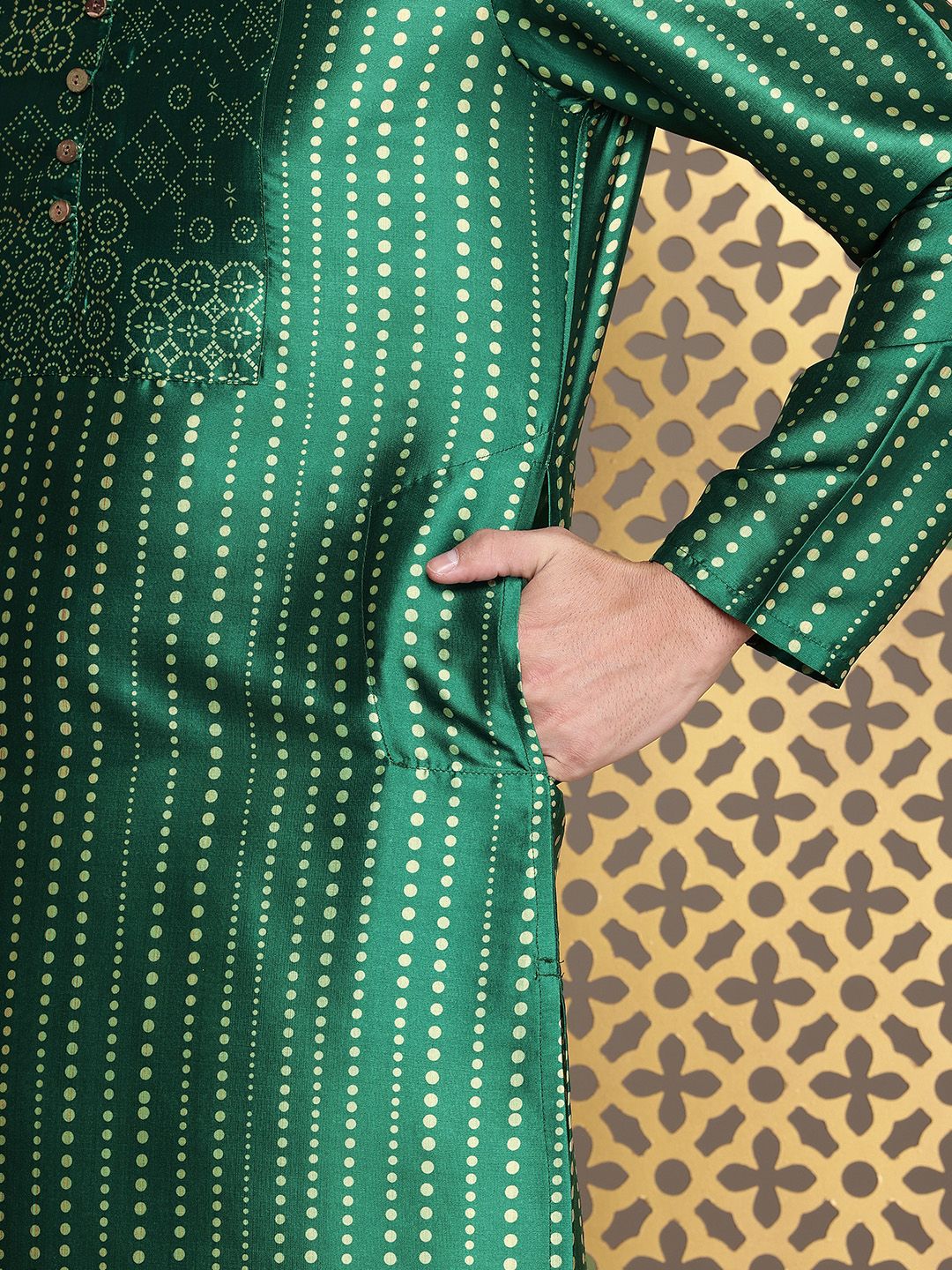 House of Pataudi Jashn Geometric Printed Kurta - Image 7