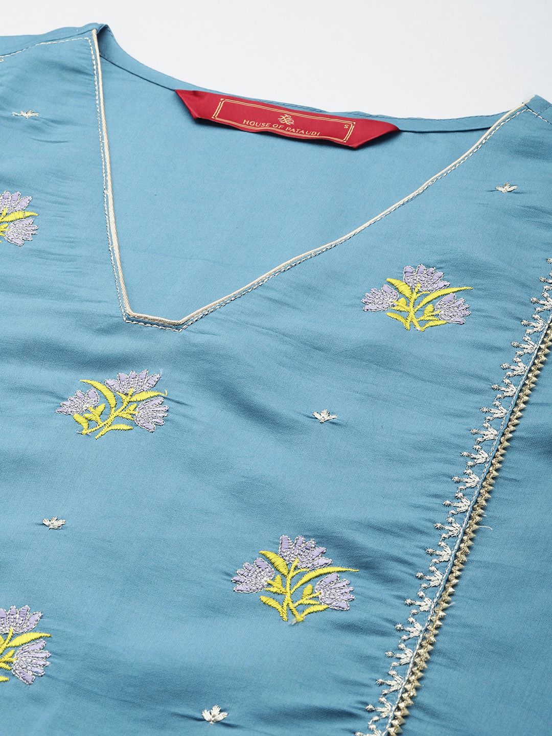House of Pataudi Jashn Indie Florals Yoke Design Kurta - Image 2