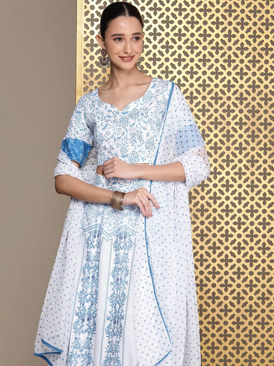 House of Pataudi Jashn Printed Sequinned Ready to Wear Lehenga Choli With Dupatta - Image 4