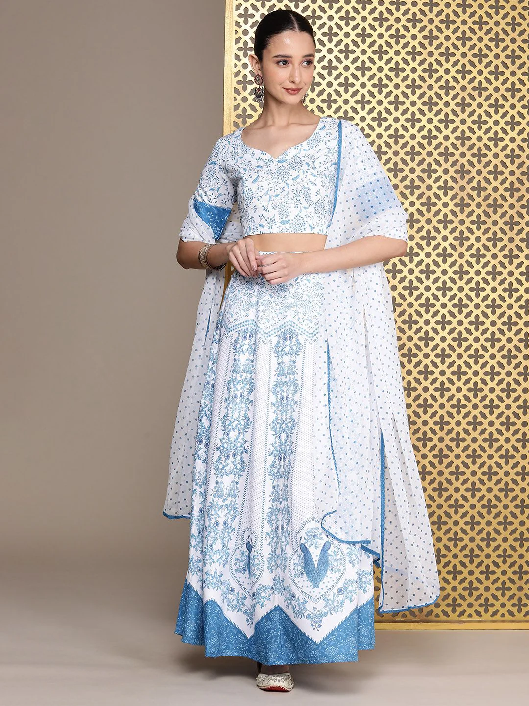 House of Pataudi Jashn Printed Sequinned Ready to Wear Lehenga Choli With Dupatta - Image 6
