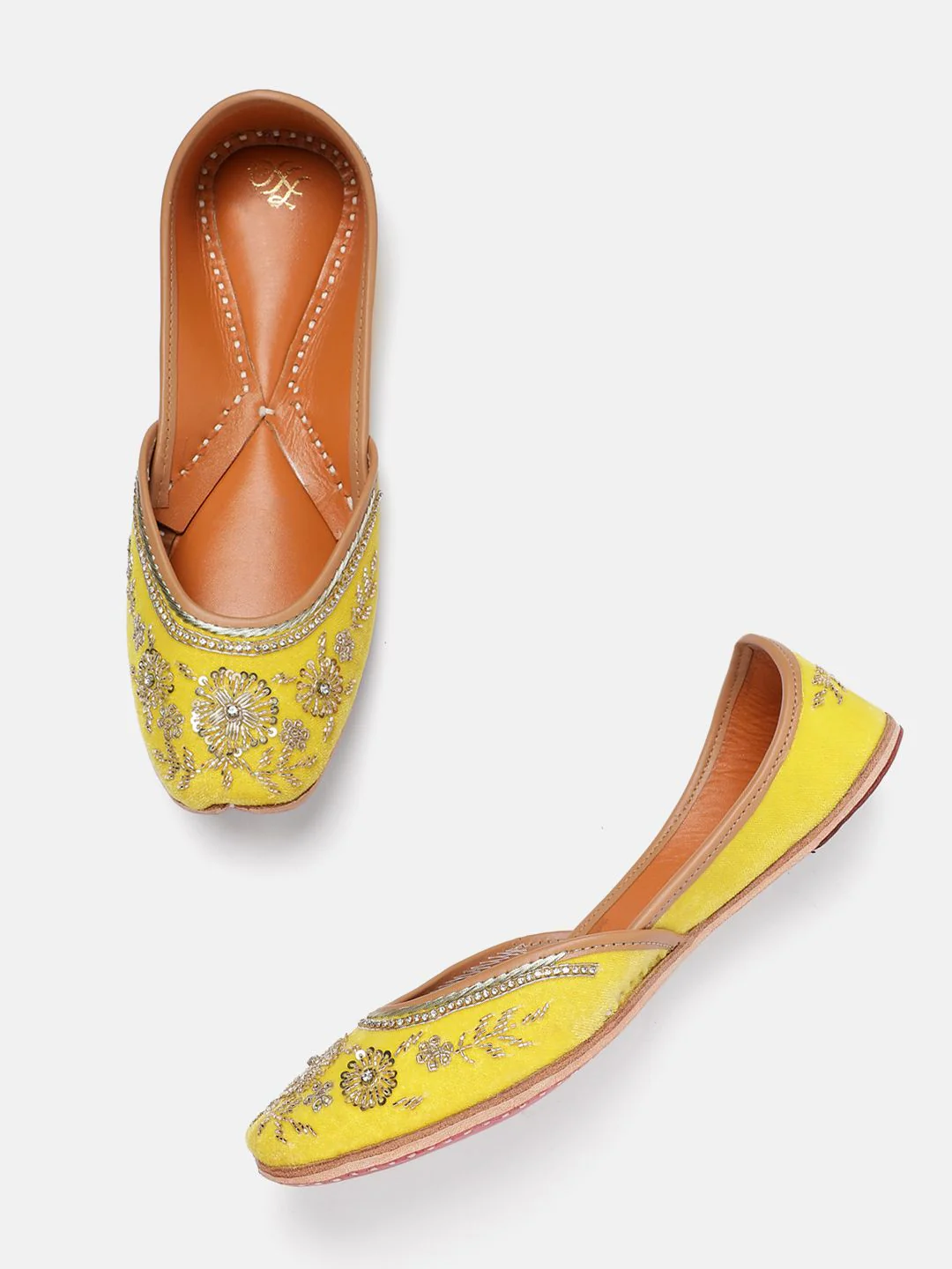 House of Pataudi Leather Sequined Embellished Mojaris - Image 2