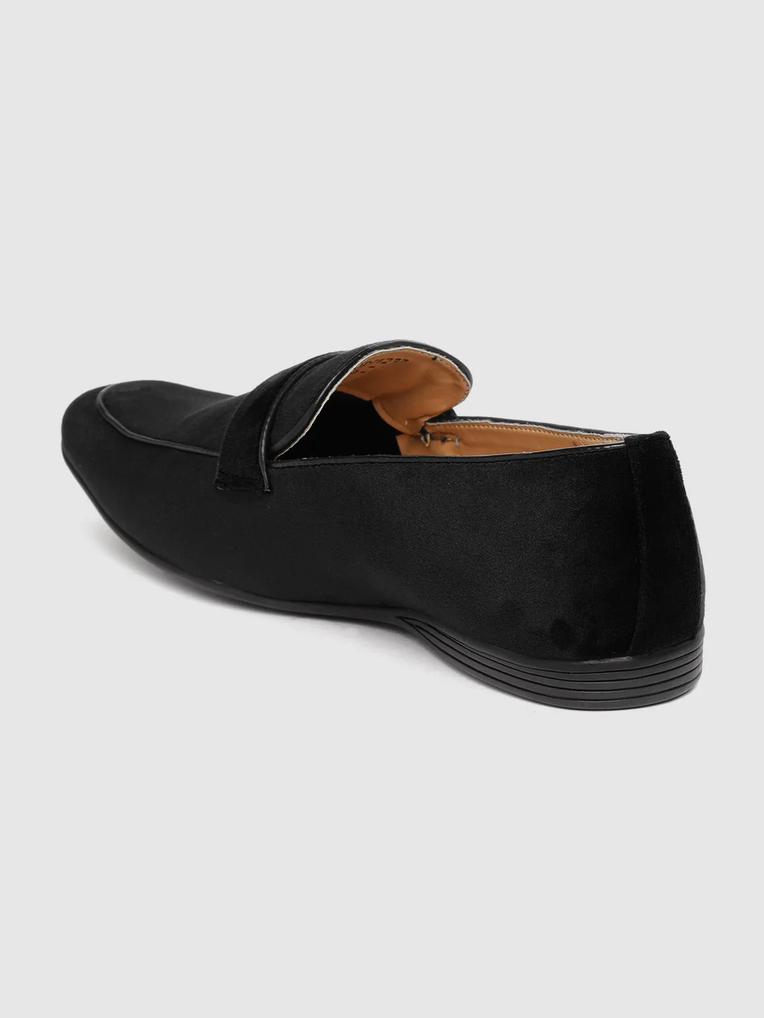 House of Pataudi Men Black Velvet Finish Handcrafted Slip-Ons - Image 5