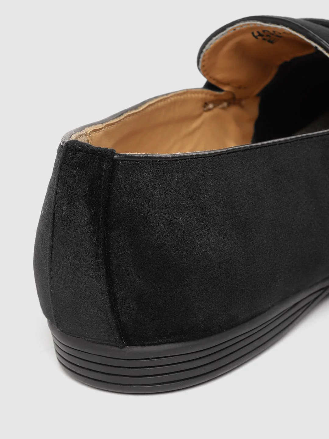 House of Pataudi Men Black Velvet Finish Handcrafted Slip-Ons - Image 7