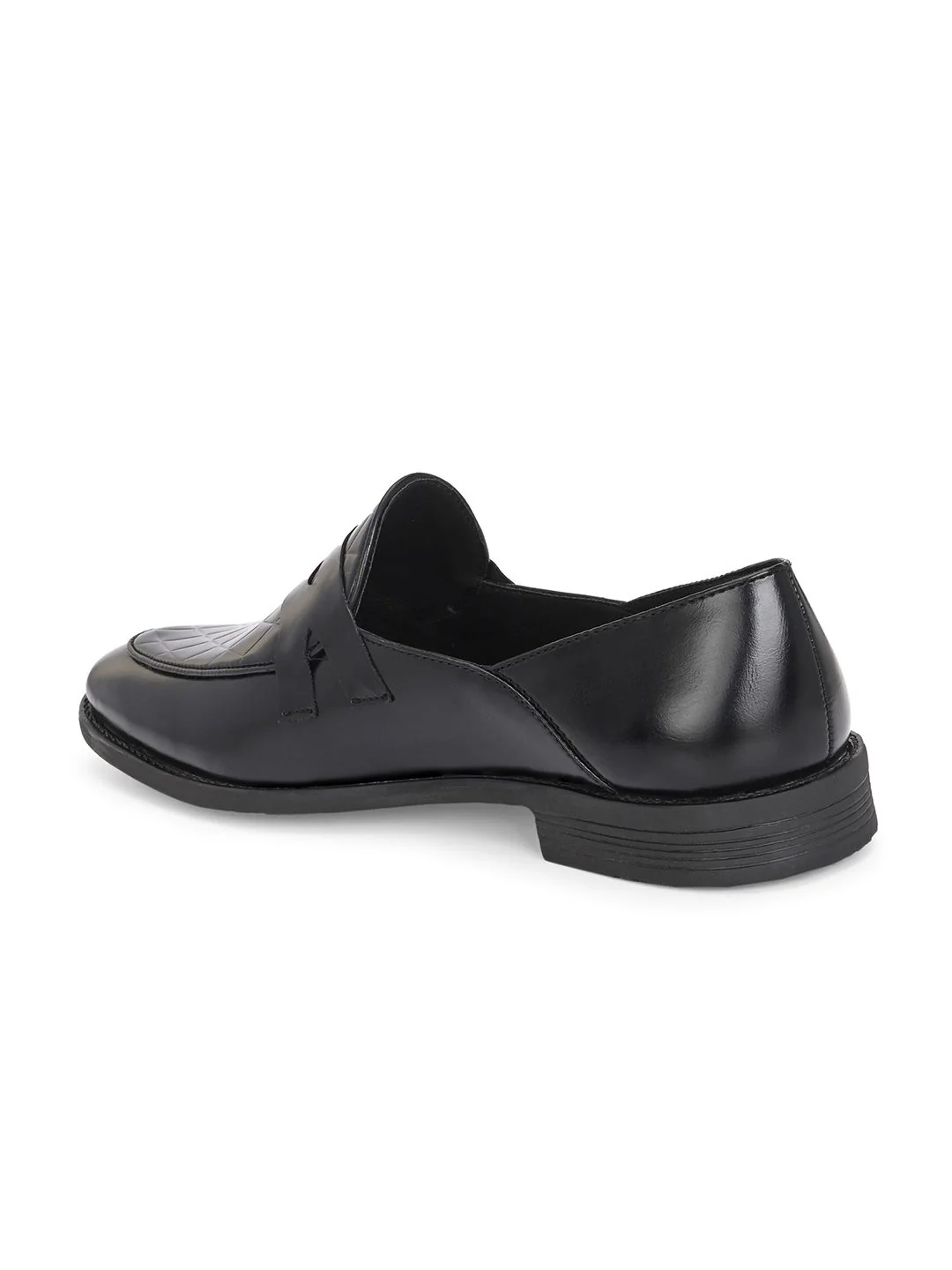 House of Pataudi Men Texture Slip On Formal Derby - Image 3