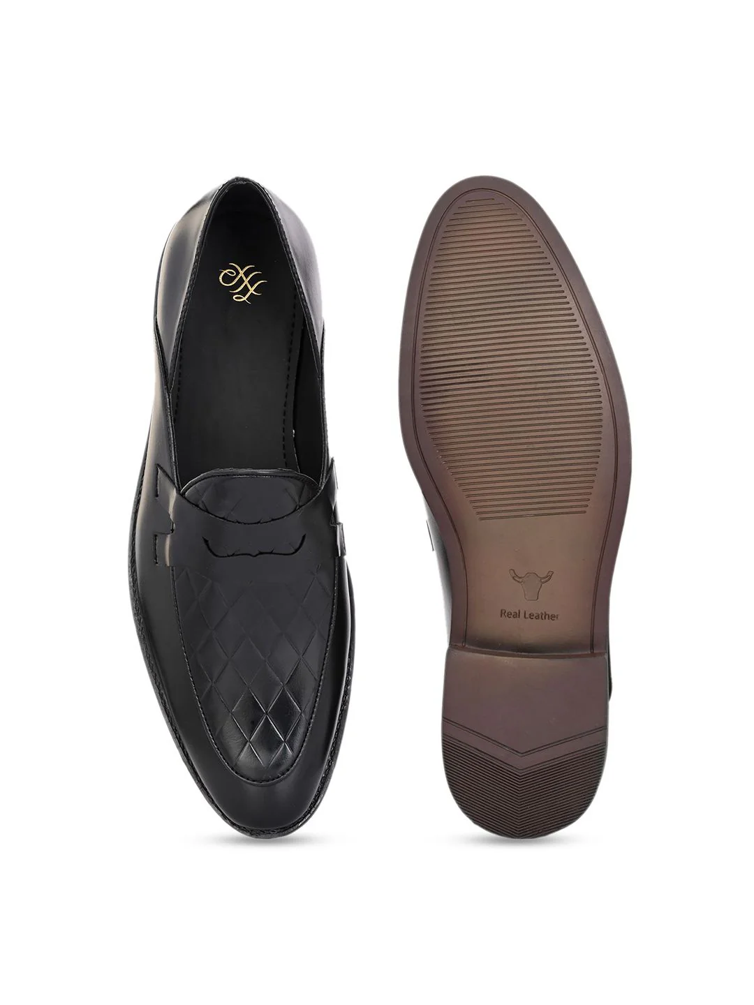 House of Pataudi Men Texture Slip On Formal Derby - Image 4