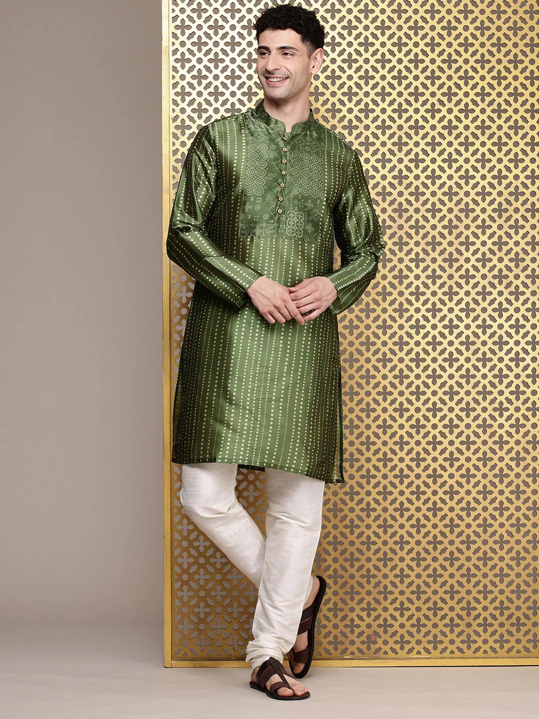 House of Pataudi Polka Dot Printed Jashn Kurta - Image 3