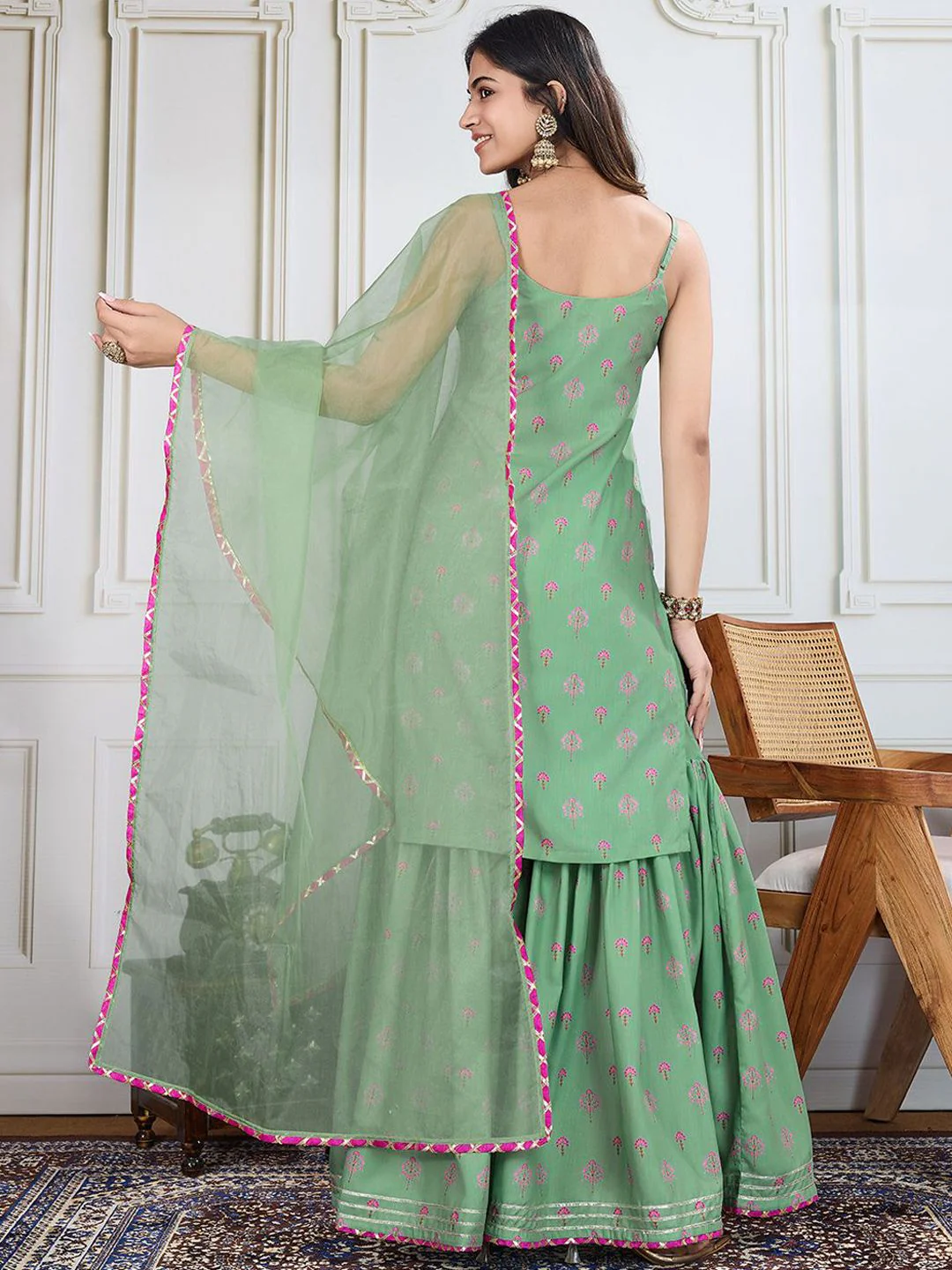 House of Pataudi Printed Kurti Sharara With Dupatta - Image 5