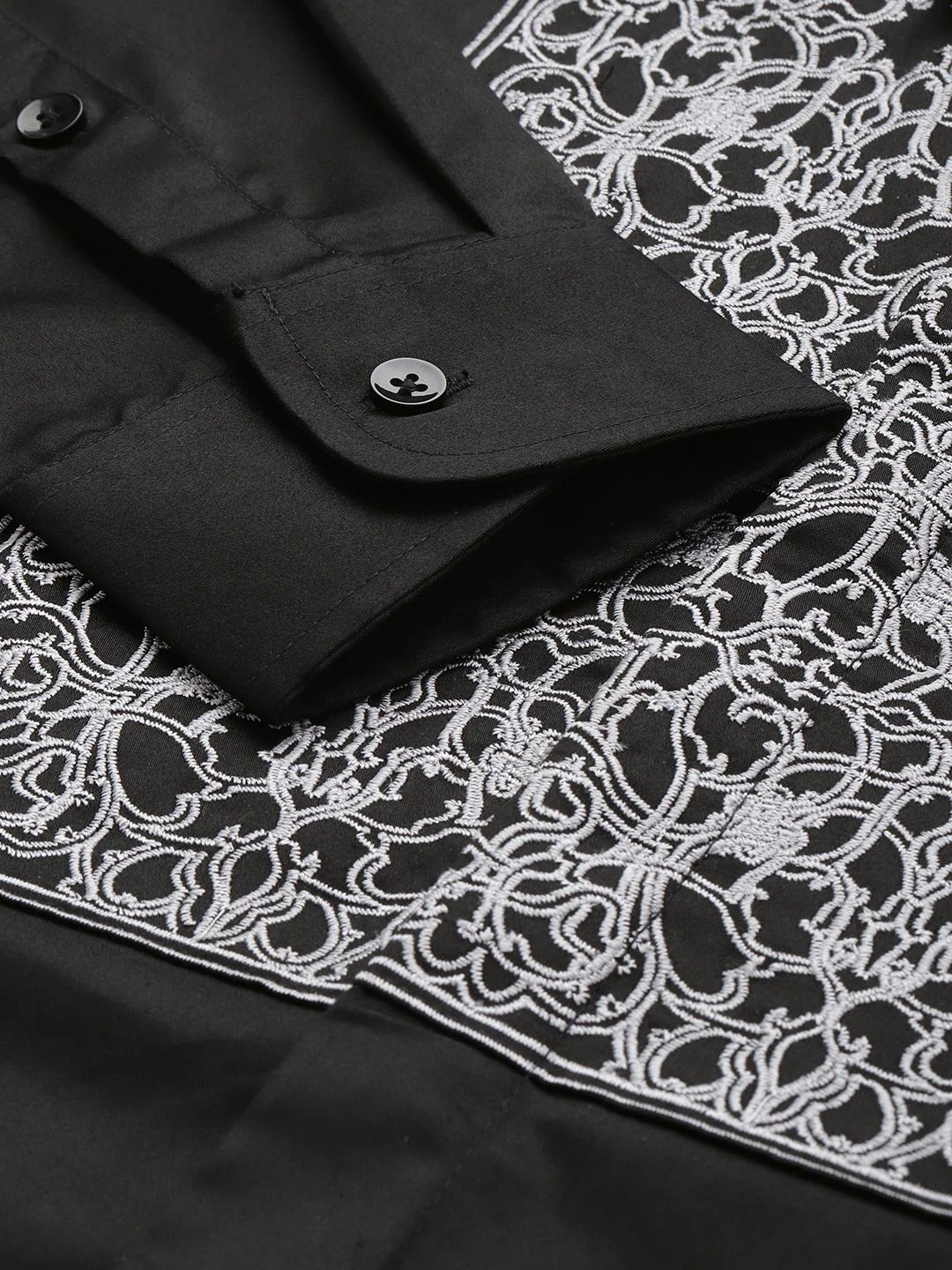 House of Pataudi Pure Cotton Ethnic Motifs Embroidered Opaque Party Shirt - Image 2