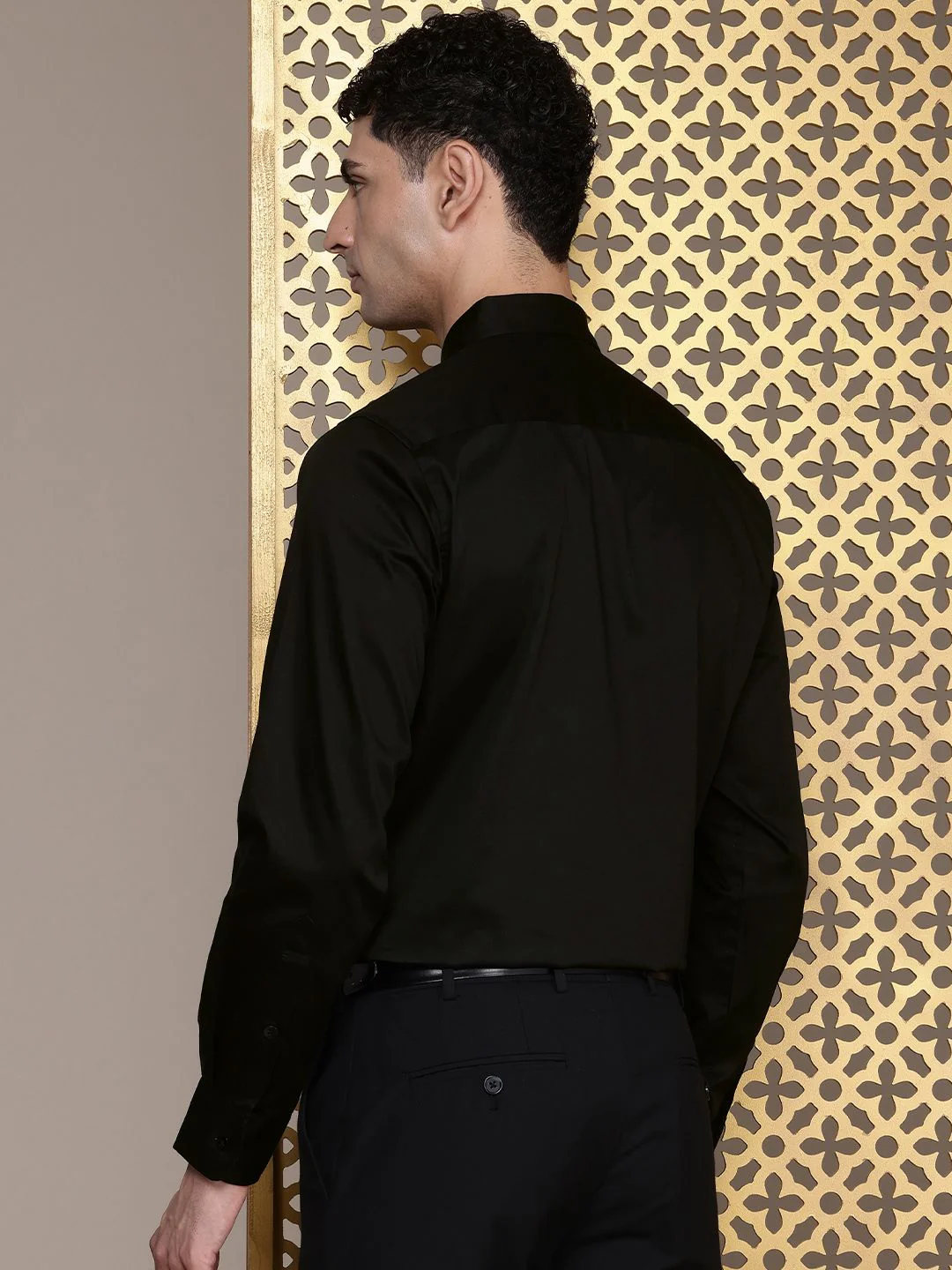 House of Pataudi Pure Cotton Ethnic Motifs Embroidered Opaque Party Shirt - Image 4