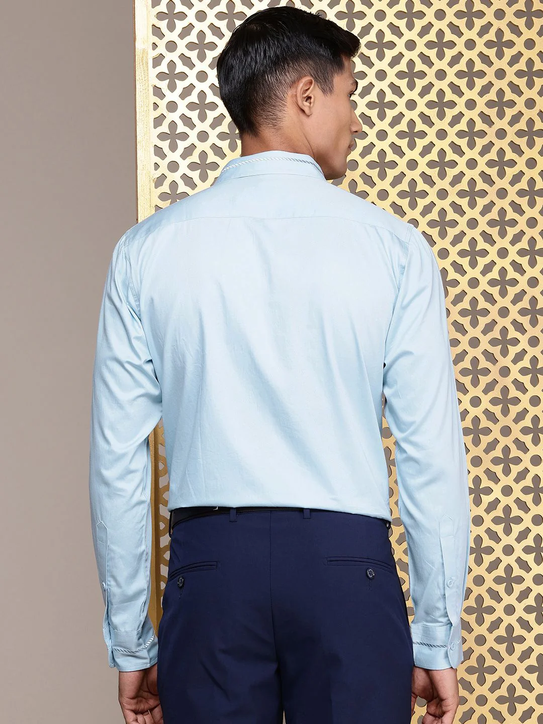House of Pataudi Self Design Pure Cotton Opaque Party Shirt - Image 6