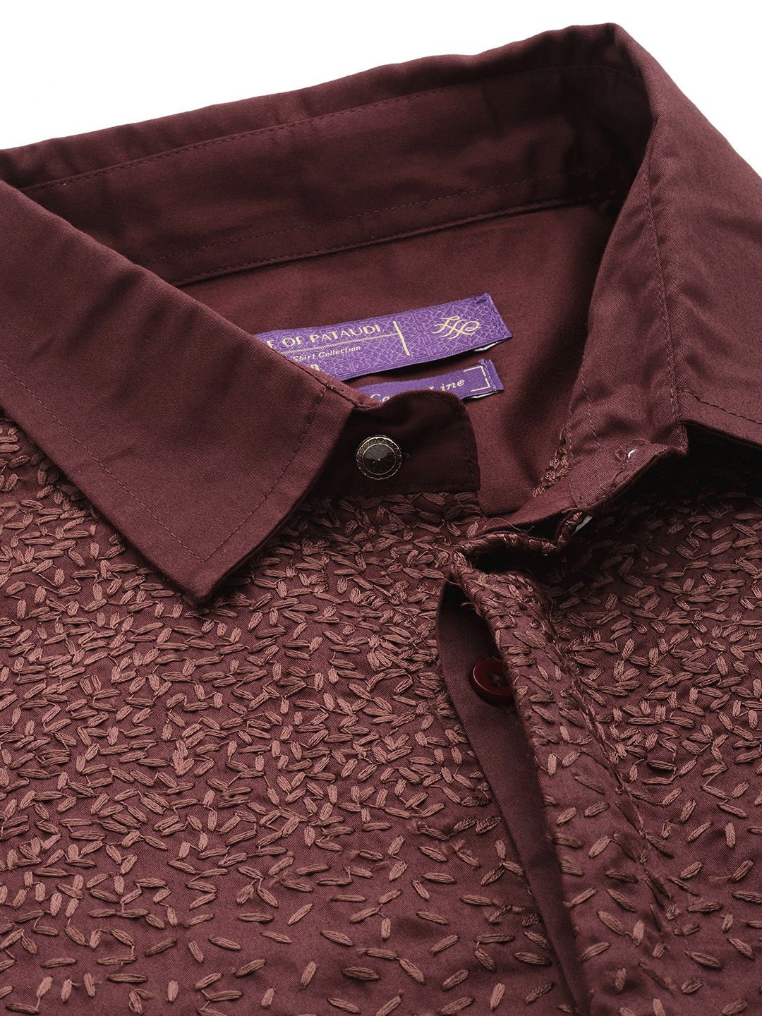 House of Pataudi Self Design Pure Cotton Opaque Party Shirt - Image 2
