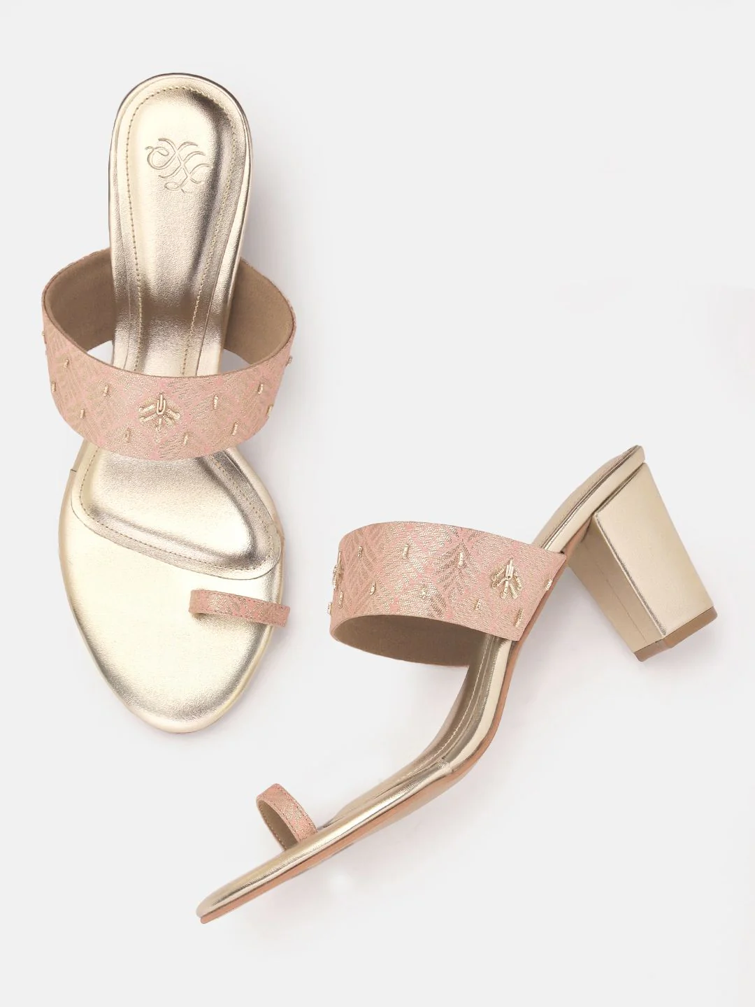 House of Pataudi Woven Design Ethnic One Toe Block Heels - Image 2