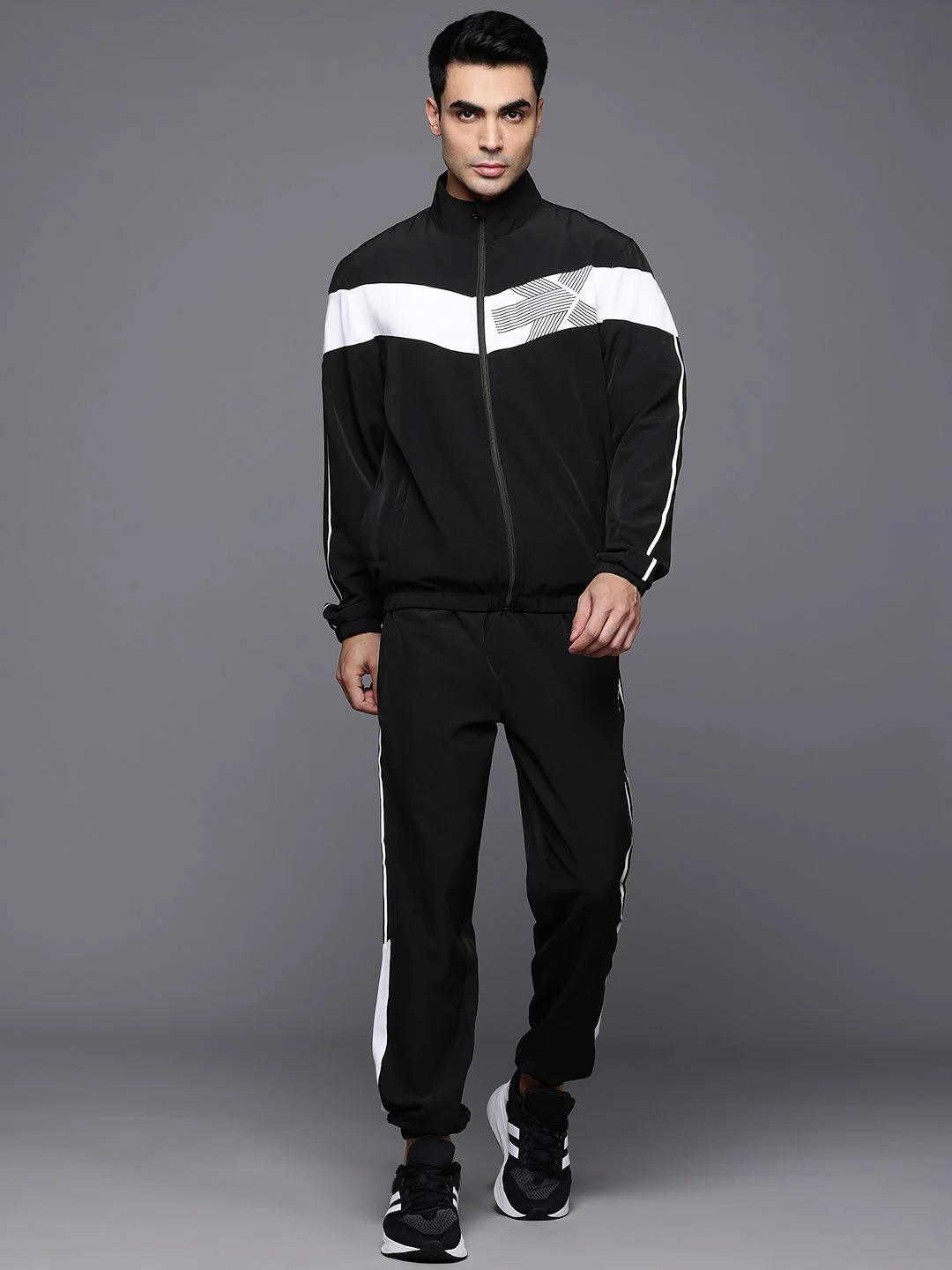 HRX by Hrithik Roshan Colourblocked Brand Logo Printed Rapid-Dry Running Tracksuit
