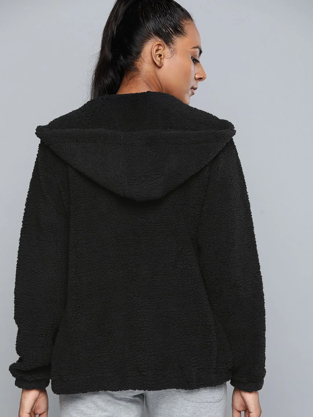 HRX By Hrithik Roshan Lifestyle Women Jet Black Rapid-Dry Solid Jackets - Image 5